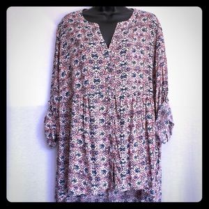 Cynthia Rowley Button Down Print Plus Size 2X Top.